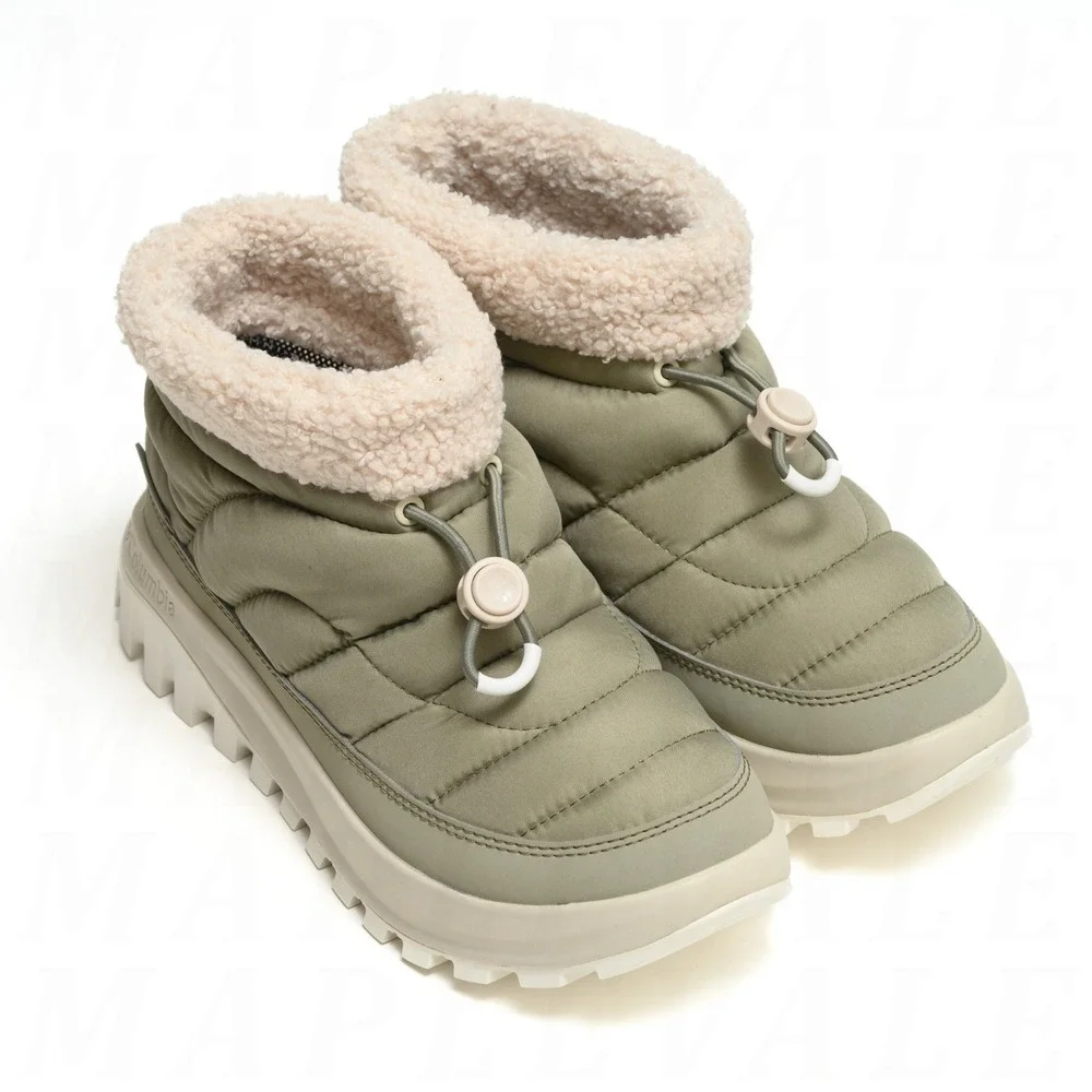 Columbia Snowtrot Shorty Snow Boots - Women's Sz 7 - Grey Green Fleece Lined NIB